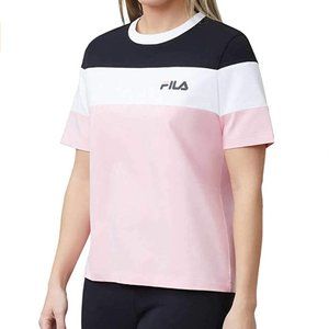 Fila Short Sleeve Crew Neck Tee - Black/White/Pink